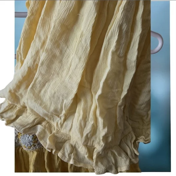 Haute Hippie Crochet Dress Girls 5t Yellow Sunflower Boho Baby Naturals - Picture 5 of 9